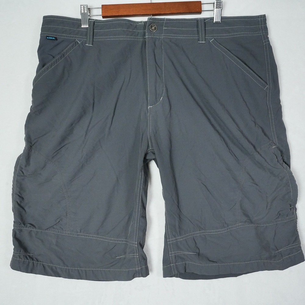 Kuhl Renegade Cargo Shorts Mens 40 Charcoal Gray Hiking Tactical Stretch - READ